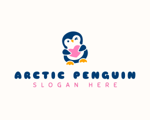 Penguin Bird Heart logo design