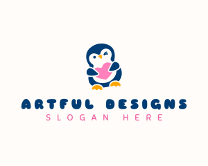 Penguin Bird Heart logo design