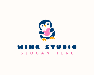 Penguin Bird Heart logo design