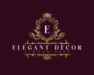 Elegant Flower Shield Crest logo design