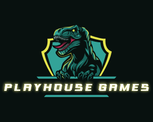 Tyrannosaurus Shield Gaming  logo design