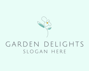 Delicate Flower Outline logo design