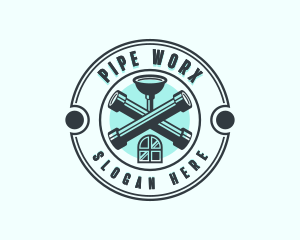 Pipe Plumbing Plunger logo design