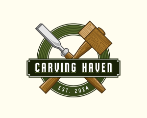 Chisel Mallet Carpentry logo design