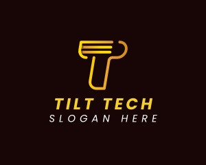 Cyber Tech App Letter T logo design