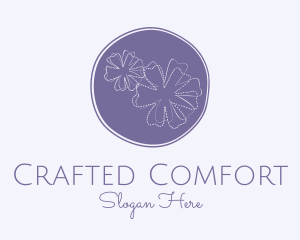 Purple Flower Embroidery logo design