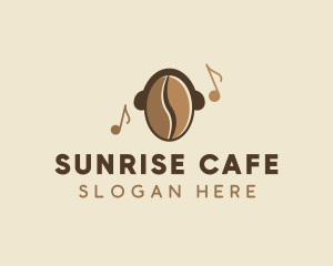 Coffee Bean Cafe Music logo design