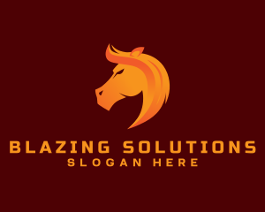 Fire Blaze Horse logo design