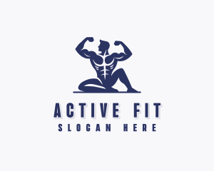 Muscular Man Fitness logo design