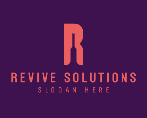 Wine Bottle Letter R logo design