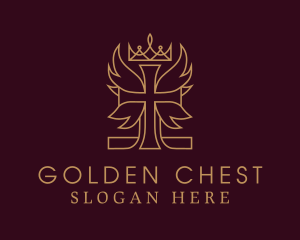 Golden Cross Wings Crown logo design