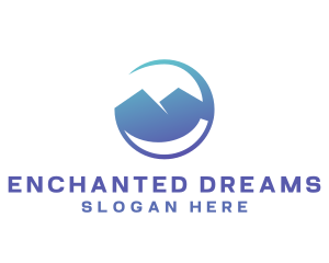 Gradient Blue Mountain Swoosh logo design