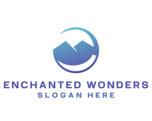 Gradient Blue Mountain Swoosh logo design