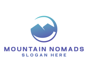 Gradient Blue Mountain Swoosh logo design