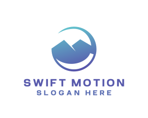 Gradient Blue Mountain Swoosh logo design