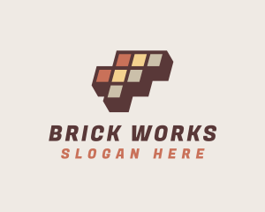 Brick Cube  Floor Tile logo design