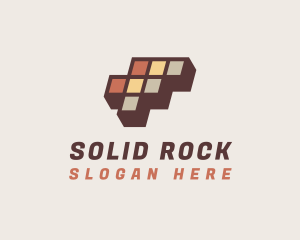 Brick Cube  Floor Tile logo design