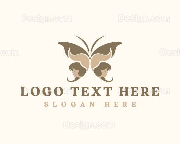 Woman Face Butterfly Logo