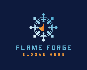 Gradient Flame Snowflake logo design