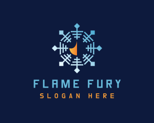 Gradient Flame Snowflake logo design