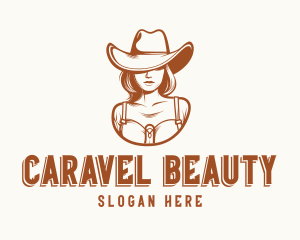 Brown Cowgirl Hat Beauty logo design