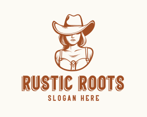 Brown Cowgirl Hat Beauty logo design