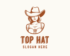 Brown Cowgirl Hat Beauty logo design