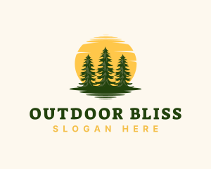 Outdoor Pine Tree Sunset logo design