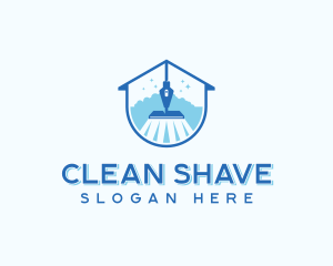 Sparkling Mop Cleaning Housekeeping logo design