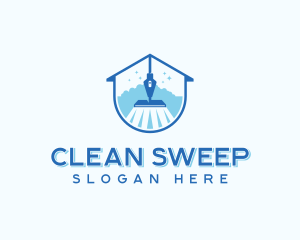 Sparkling Mop Cleaning Housekeeping logo design