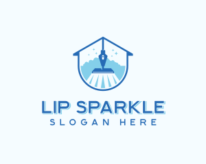 Sparkling Mop Cleaning Housekeeping logo design