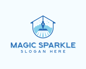 Sparkling Mop Cleaning Housekeeping logo design