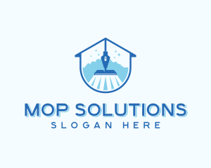 Sparkling Mop Cleaning Housekeeping logo design