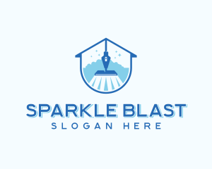 Sparkling Mop Cleaning Housekeeping logo design