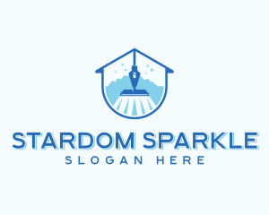 Sparkling Mop Cleaning Housekeeping logo design