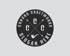 Hipster Smoking Pipe logo design