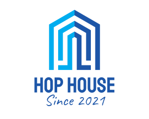 Blue Construction House  logo design