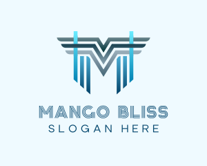 Blue Wings Letter M logo design