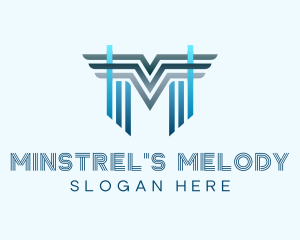 Blue Wings Letter M logo design