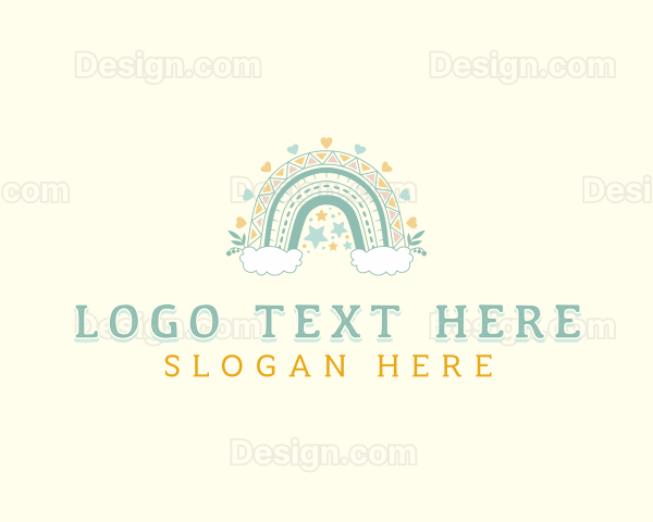 Cloudy Rainbow Boho Logo