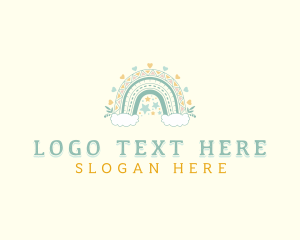 Cloudy Rainbow Boho Logo