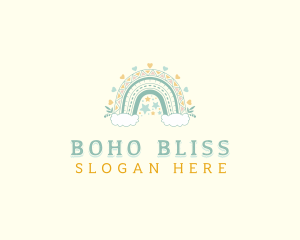 Cloudy Rainbow Boho logo design