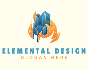 Flame Glacier Element logo design