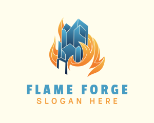 Flame Glacier Element logo design