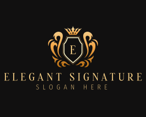 Elegant Shield Crown Royalty logo design