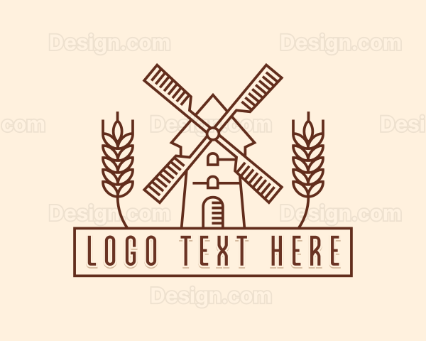 Farmer Wheat Windmill Logo