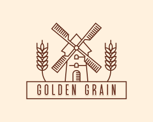 Farmer Wheat Windmill logo design