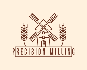 Farmer Wheat Windmill logo design