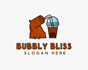 Bubble Tea Capybara logo design