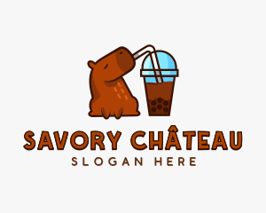 Bubble Tea Capybara logo design